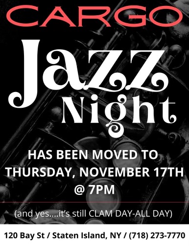 SPECIAL DAY – Jazz Night (Hosted by The Packy Lynch Trio) & Clam Day 11/17/22